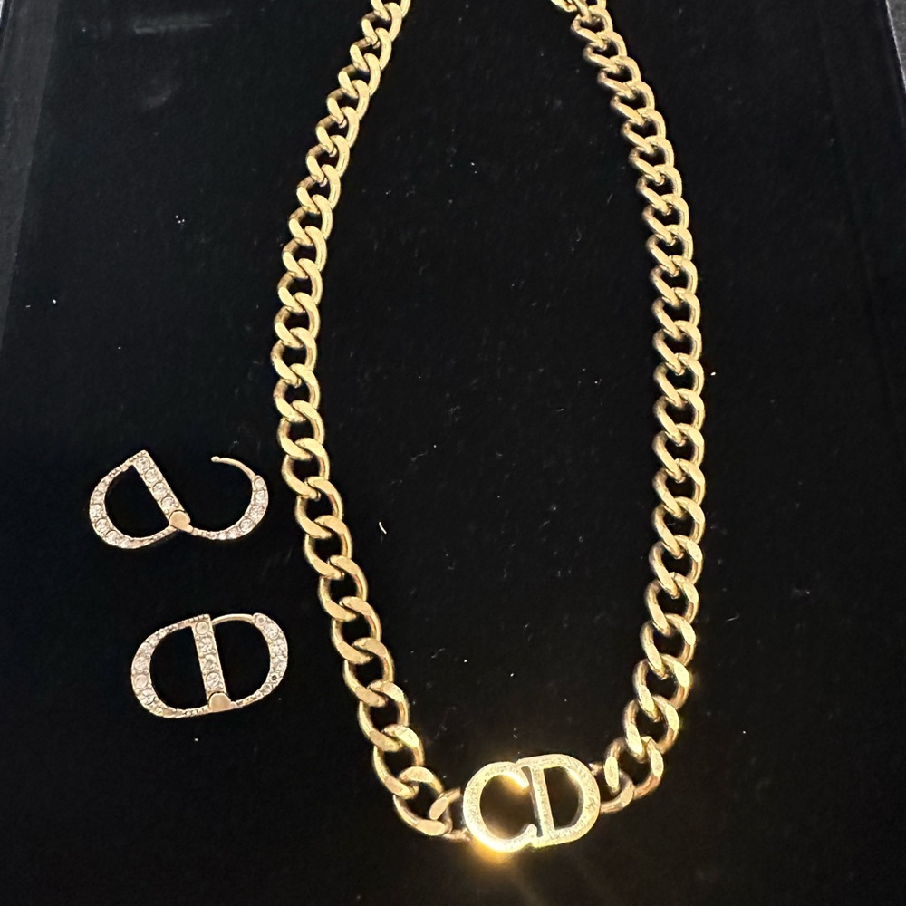 Gold Chain Necklace and Earrings Set